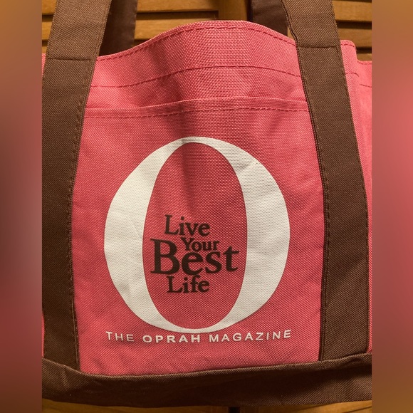 Oprah Magazine “Live Your Best Life” Pink & Brown Tote Bag - Picture 4 of 12